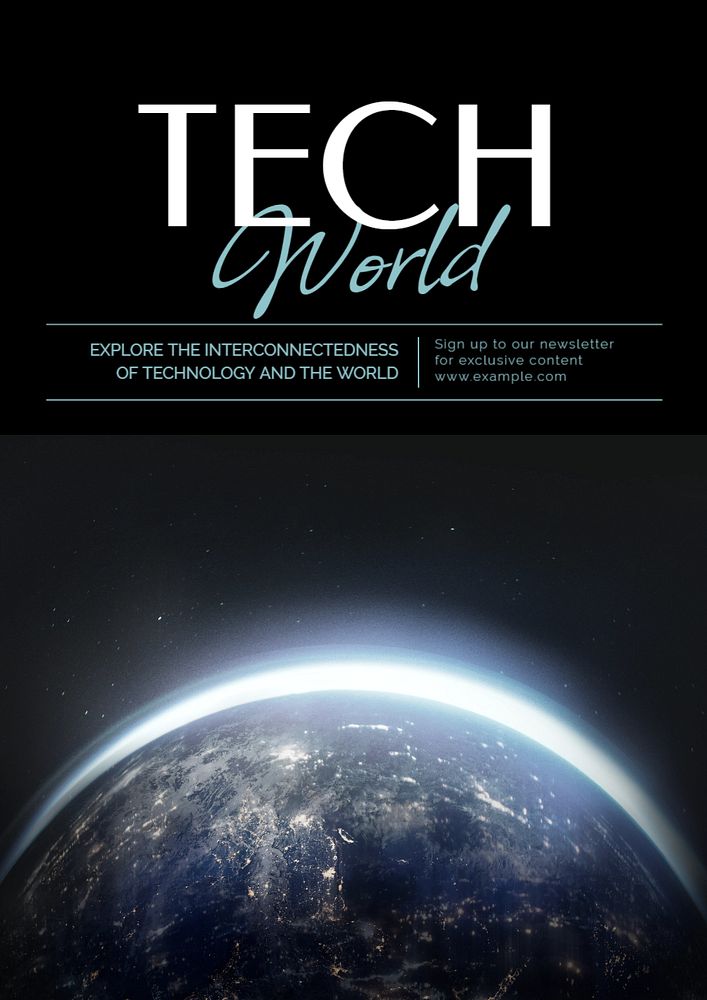 Tech world poster template, editable text and design