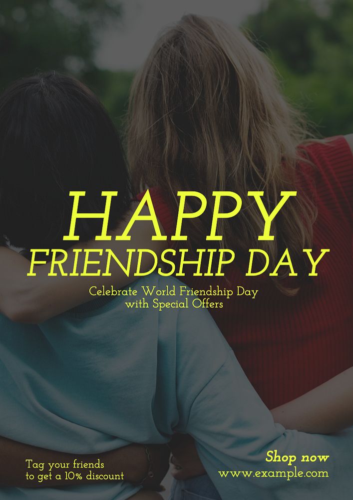 Friendship day promo  poster template, editable text and design