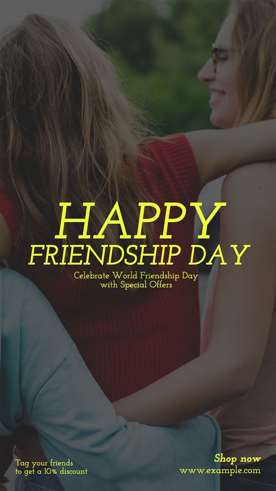 Friendship day promo  Instagram story template, editable text