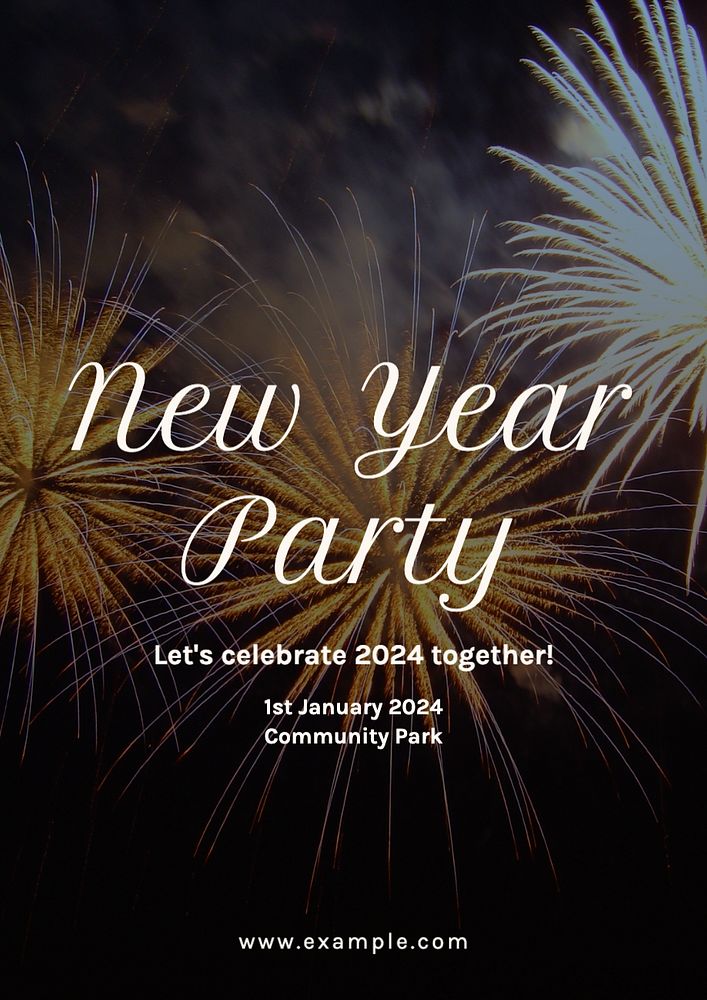 New year party  poster template, editable text and design