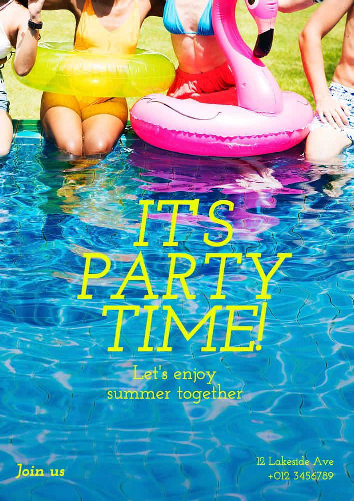 Party time  poster template, editable text and design