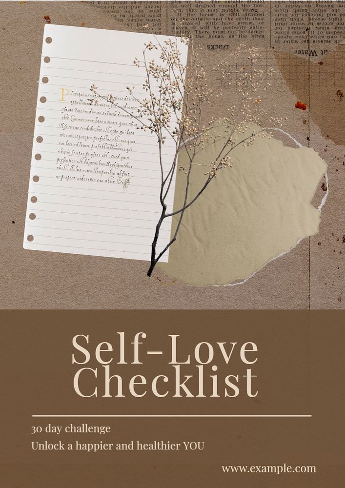 Self-love checklist poster template, editable text and design