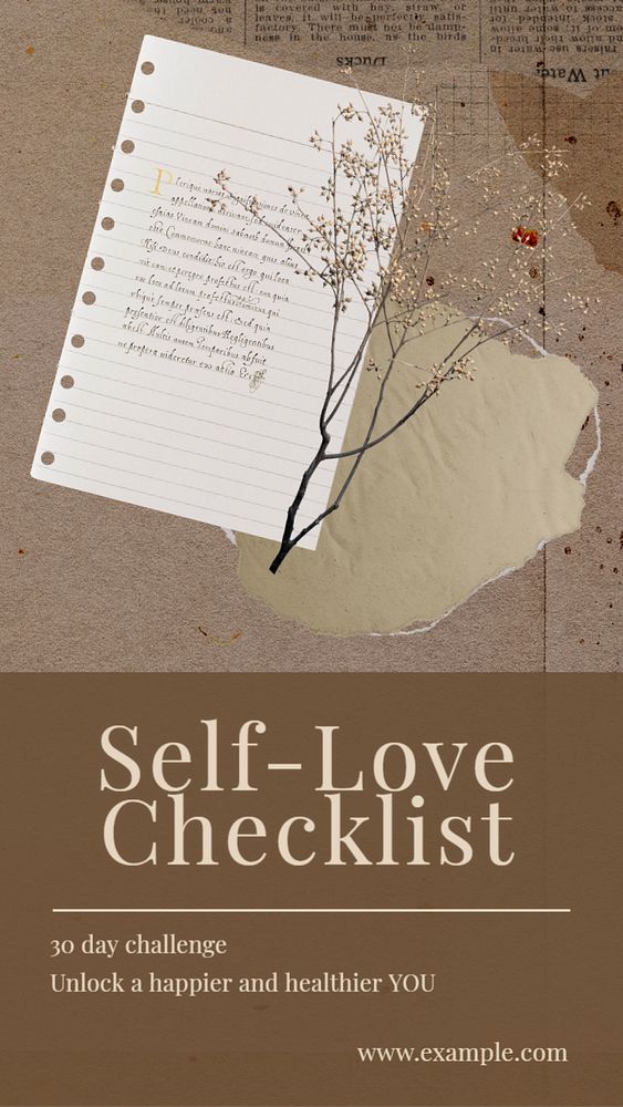 Self-love checklist Instagram story template, editable text