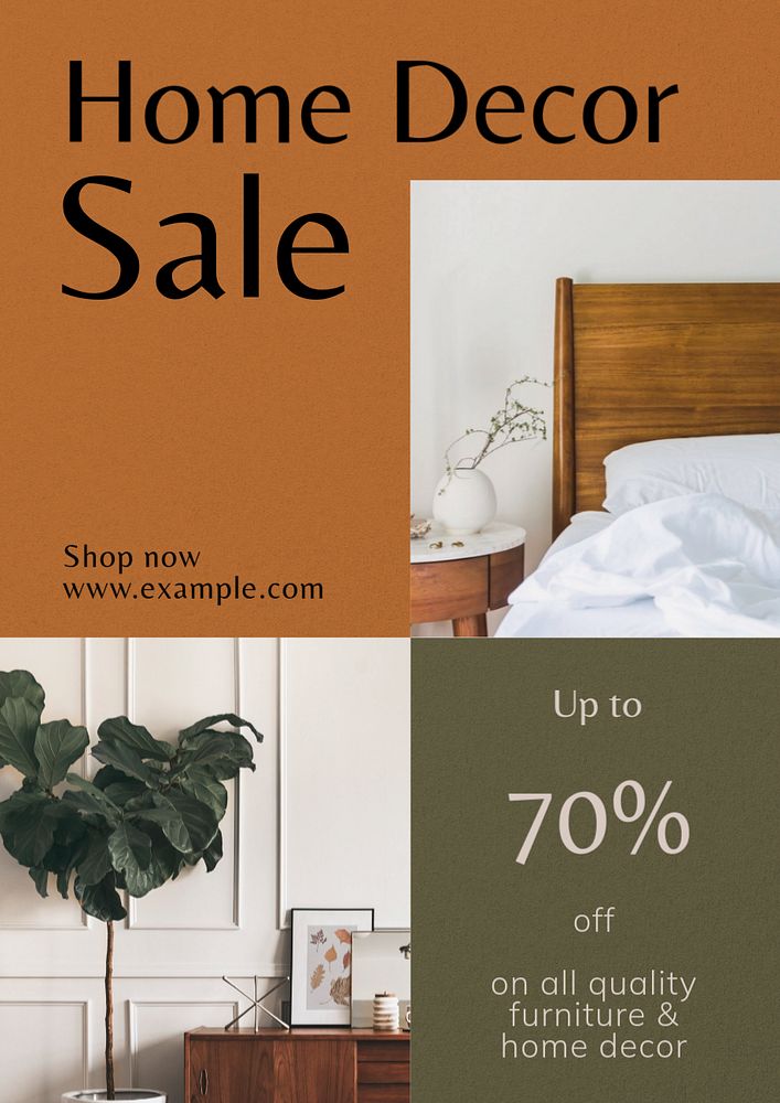 Home decor sale  poster template, editable text and design