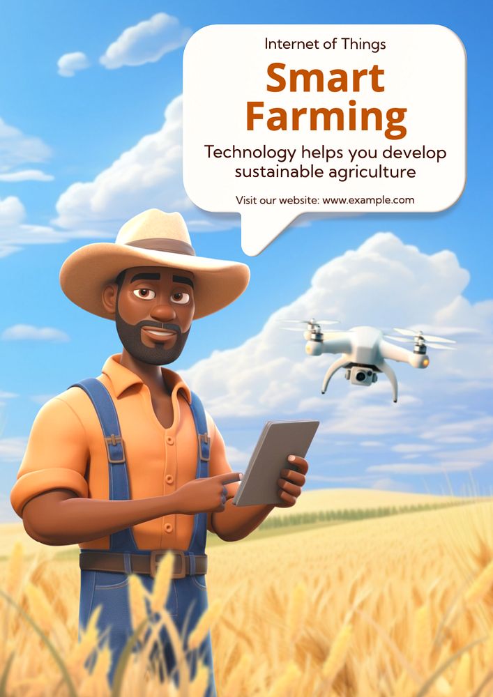 Smart farming poster template, editable text and design