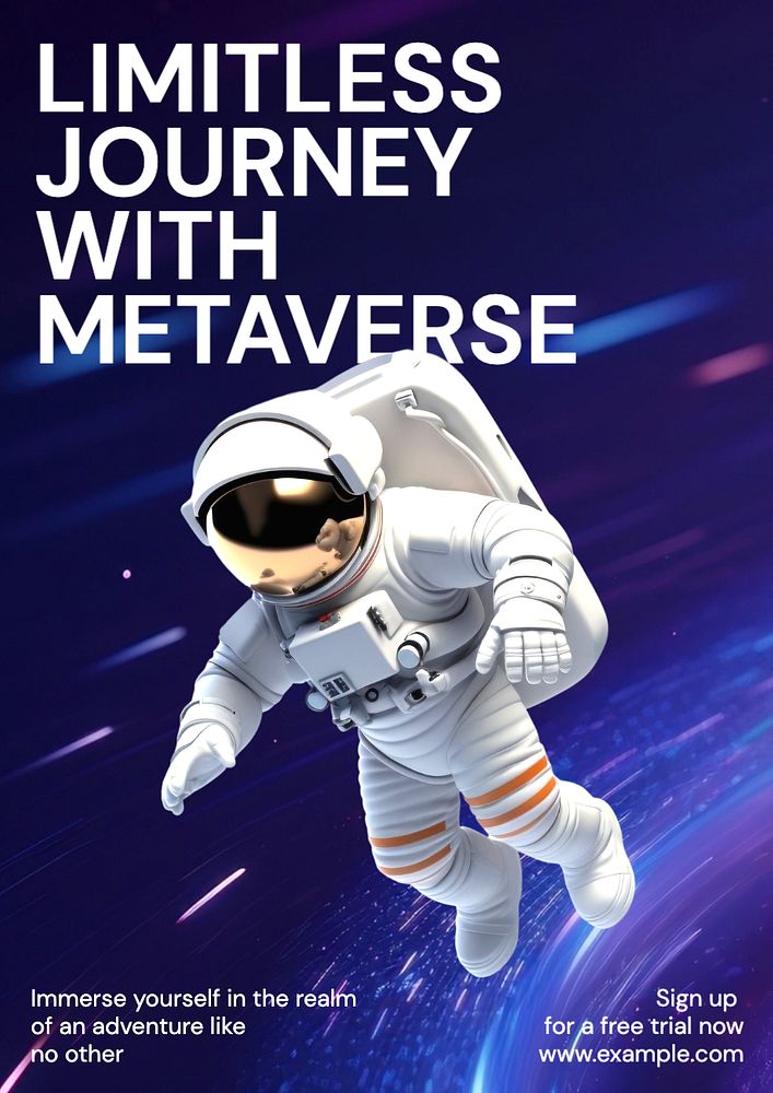 Metaverse journey poster template, editable text and design