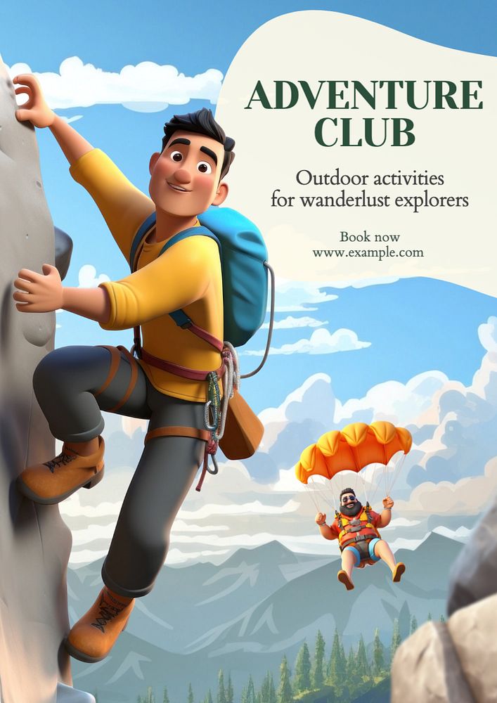 Kids adventure club poster template, editable text and design