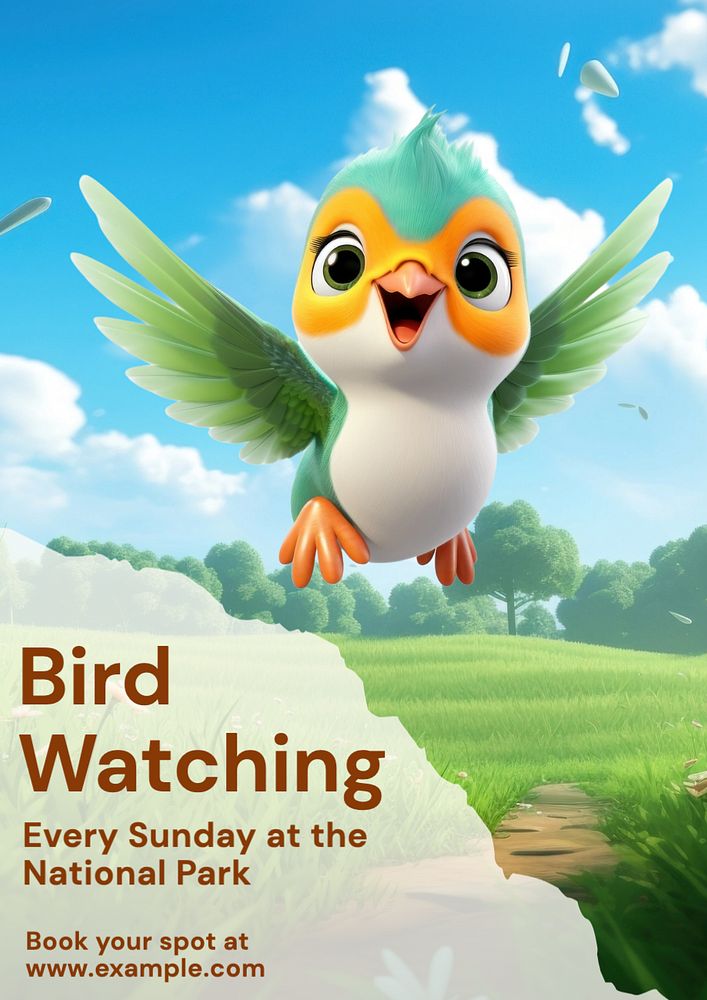 Bird watching poster template, editable text and design