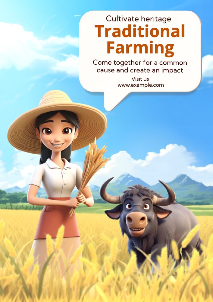 Traditional farming poster template, editable text and design