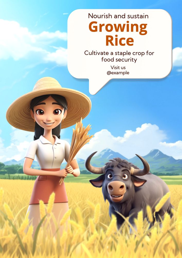 Rice poster template, editable text and design