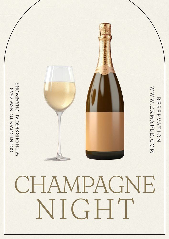 Champagne night poster template, editable text and design