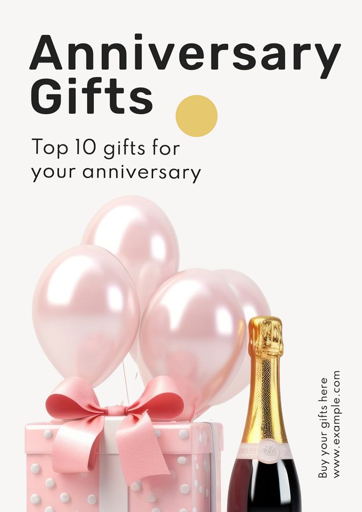 Anniversary gifts poster template, editable text and design