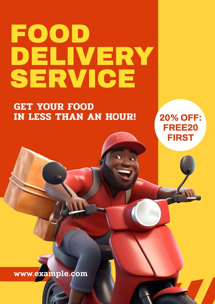 Fastest food delivery poster template, editable text and design