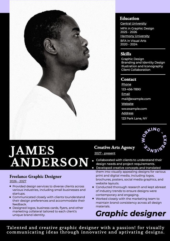 Graphic designer resume template, editable design