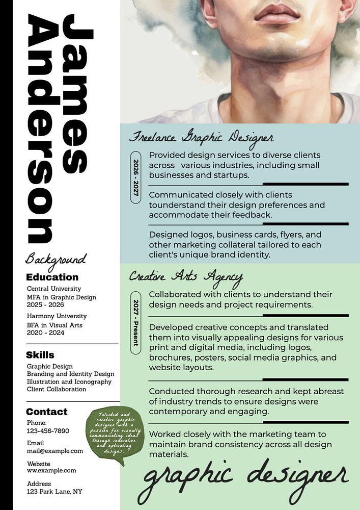 Graphic designer resume template, editable design