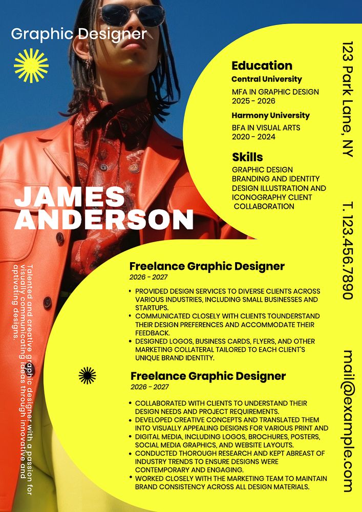 Graphic designer resume template, editable design