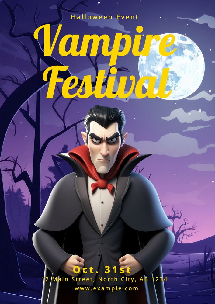 Vampire festival poster template, editable text and design