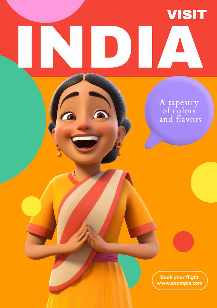 Visit India poster template, editable text and design