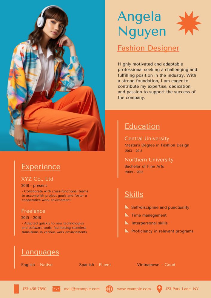 Fashion designer resume template, editable design