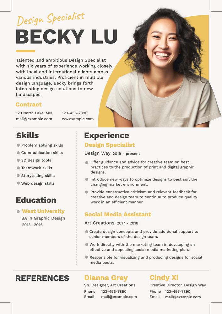 Graphic designer resume template, editable design