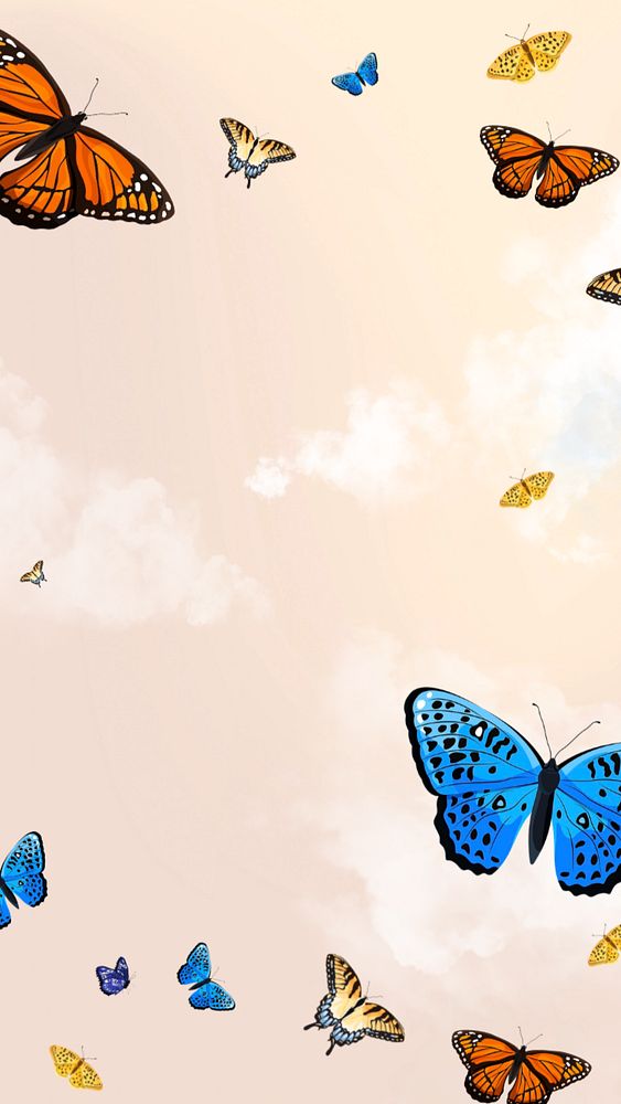 Editable butterfly sky   phone wallpaper