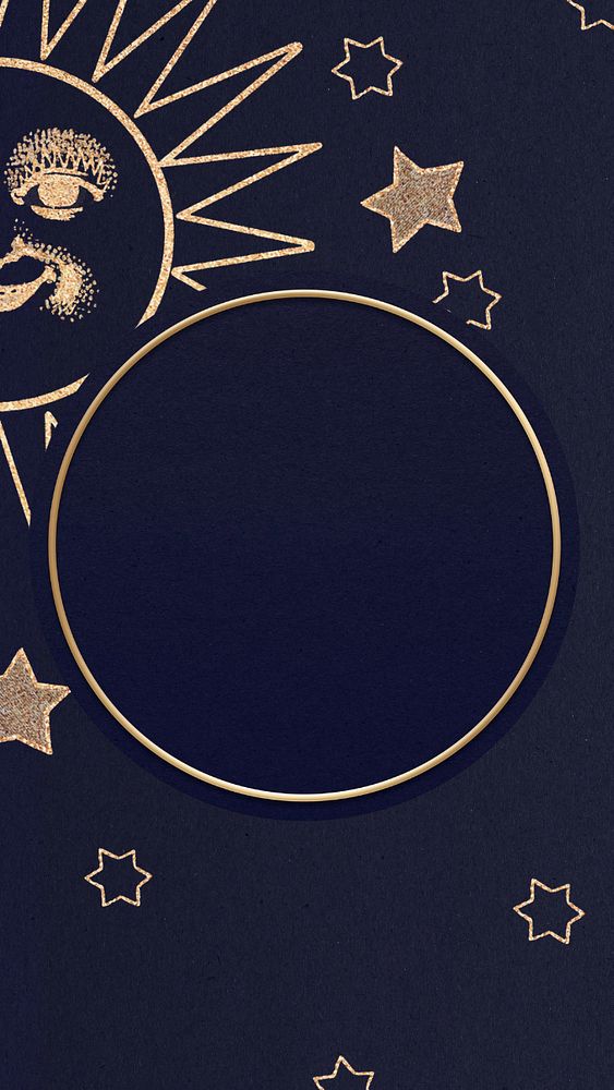 Navy celestial circle iPhone wallpaper, editable design