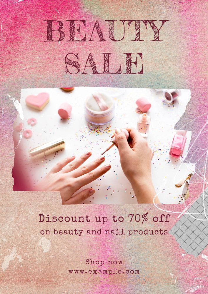 Beauty sale  poster template, editable text and design