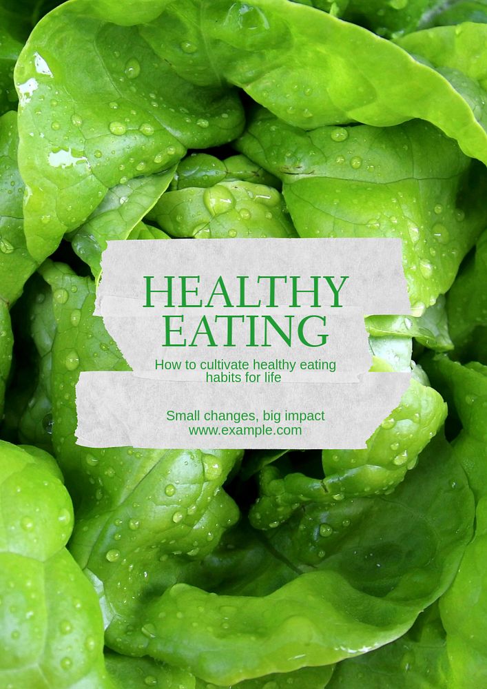 Healthy eating  poster template, editable text & design