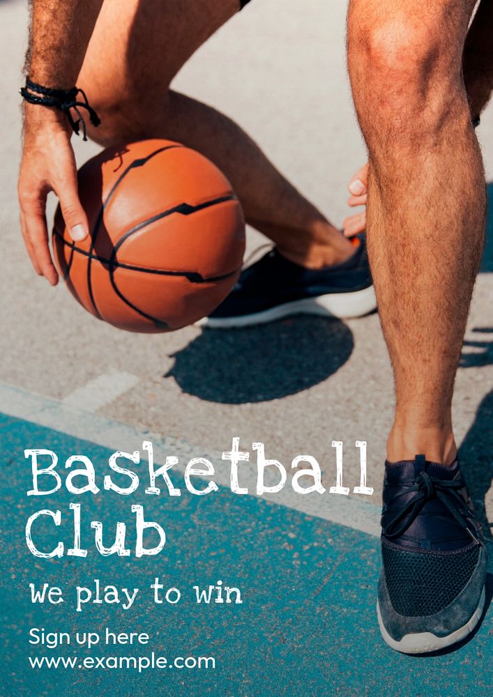 Basketball club poster template, editable text & design