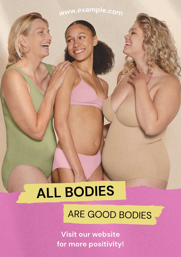 Body positivity  poster template, editable text & design