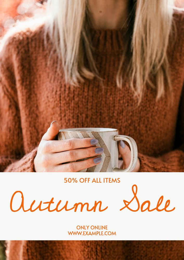 Autumn sale  poster template, editable text & design