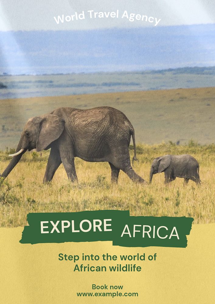 Explore Africa  poster template, editable text & design