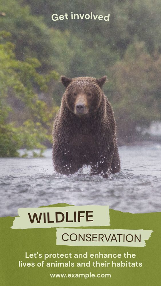 Wildlife conservation  Instagram story template, editable text