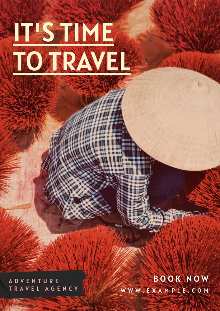 Travel agency poster template, editable text & design