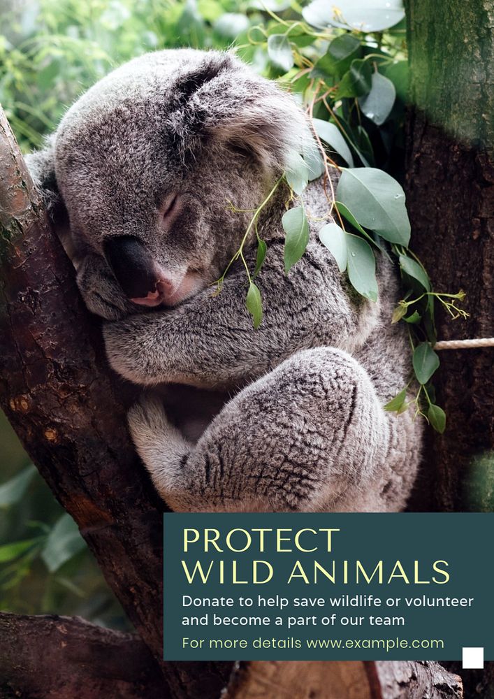 Protect wild animals poster template, editable text & design