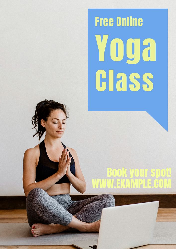 Yoga class poster template, editable text & design