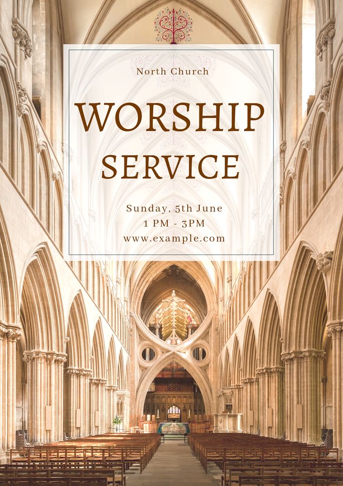 Worship service  poster template, editable text & design