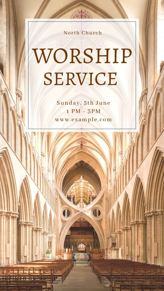 Worship service  Instagram story template, editable text