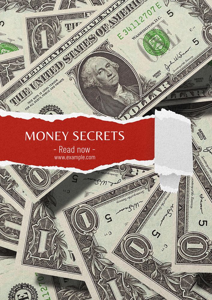 Money secrets  poster template, editable text & design