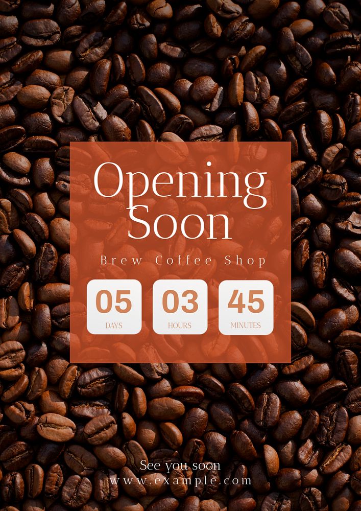 Opening soon  poster template, editable text & design