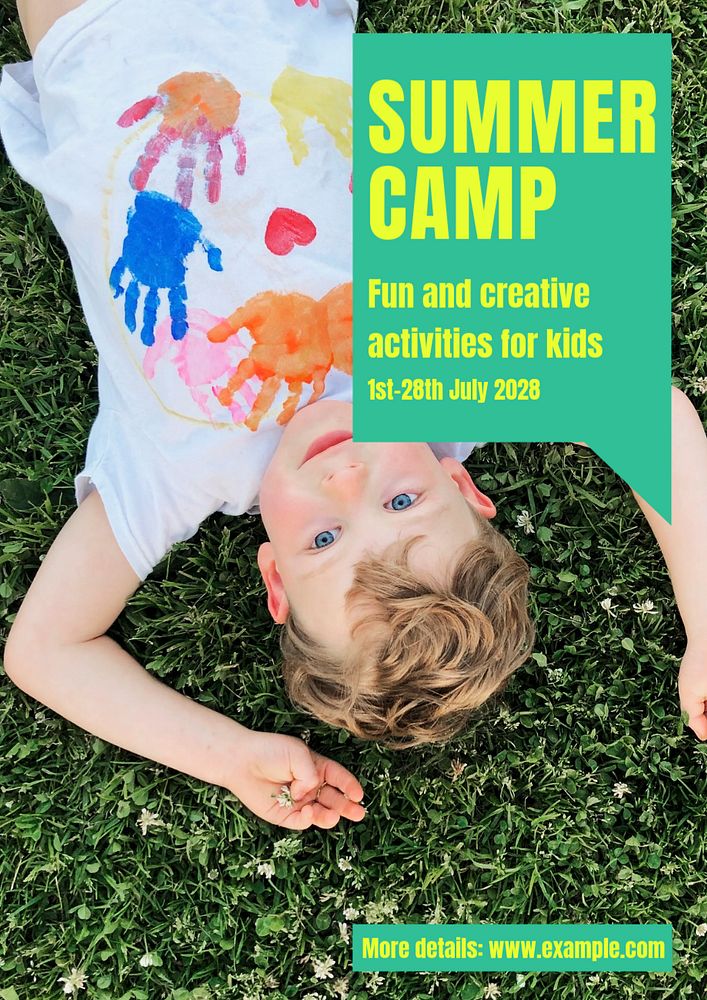 Summer camp poster template, editable text & design