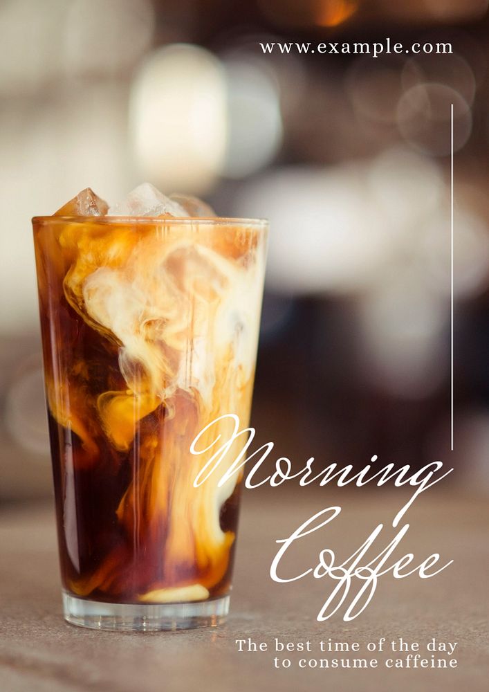 Morning coffee poster template, editable text and design