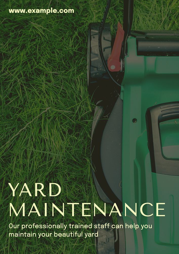 Yard maintenance poster template, editable text and design