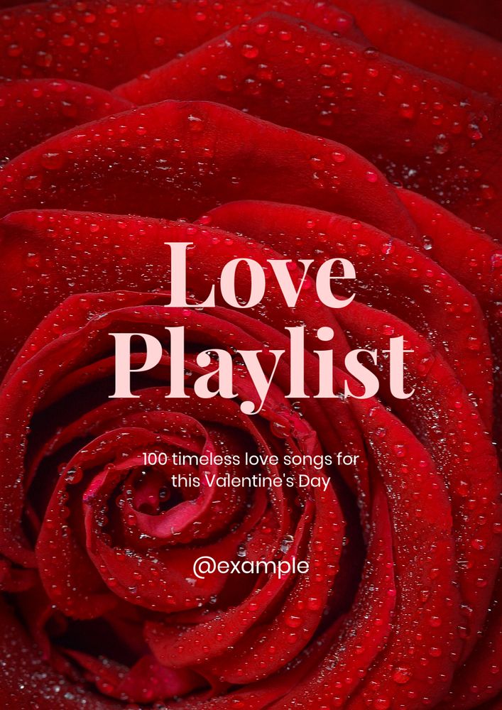 Love playlist poster template, editable text and design