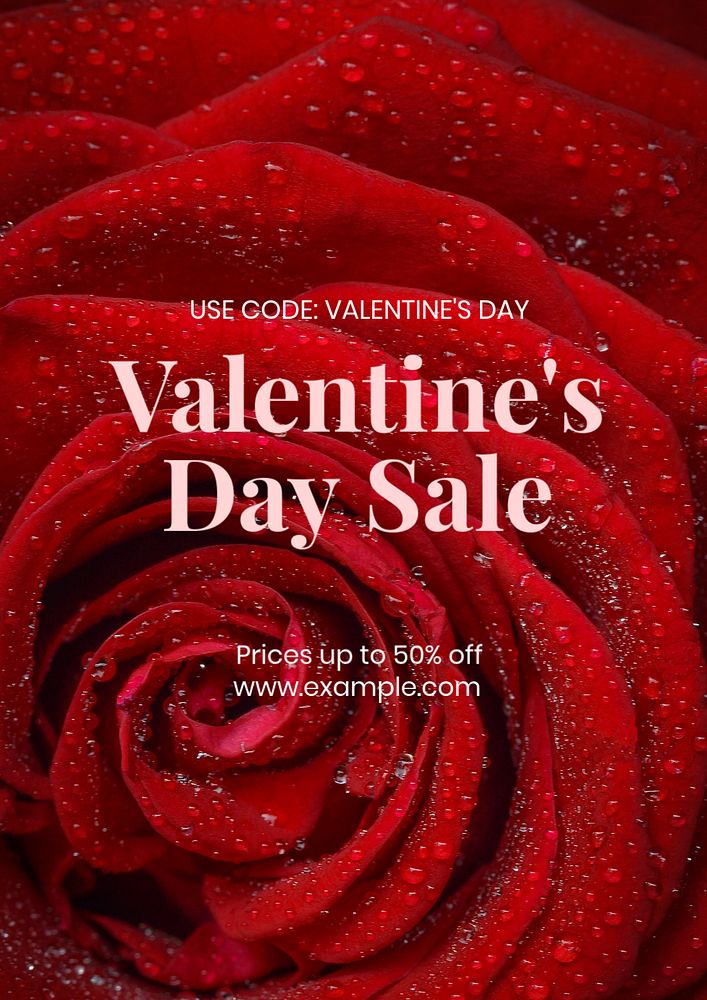 Valentine's Day sale poster template, editable text and design