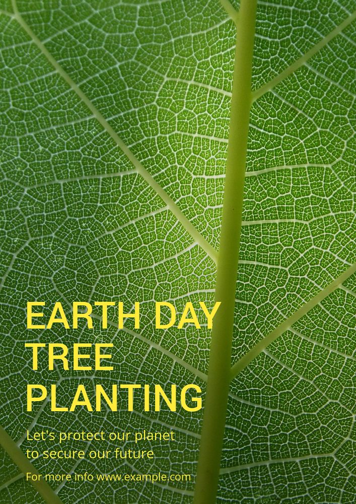 Earth day & tree poster template, editable text and design