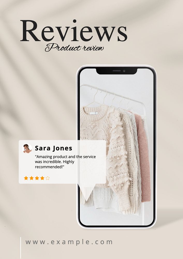 Fashion review  poster template, editable text & design