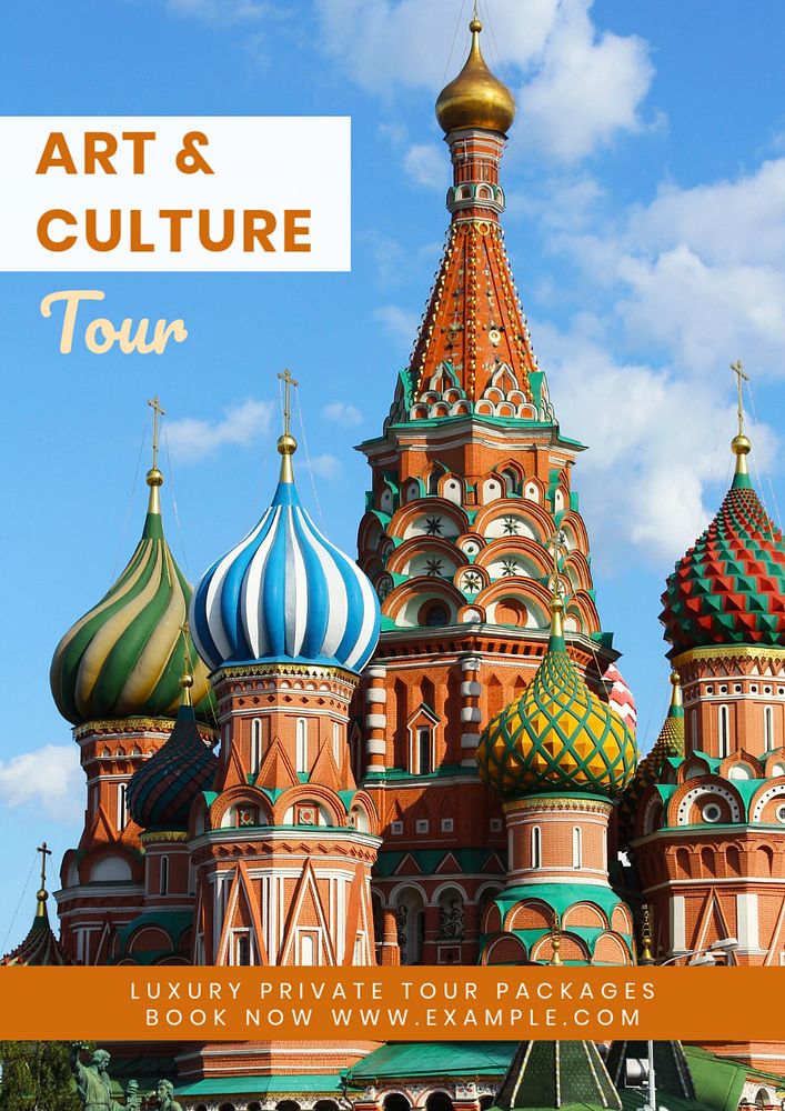 Art & culture tour poster template, editable text & design