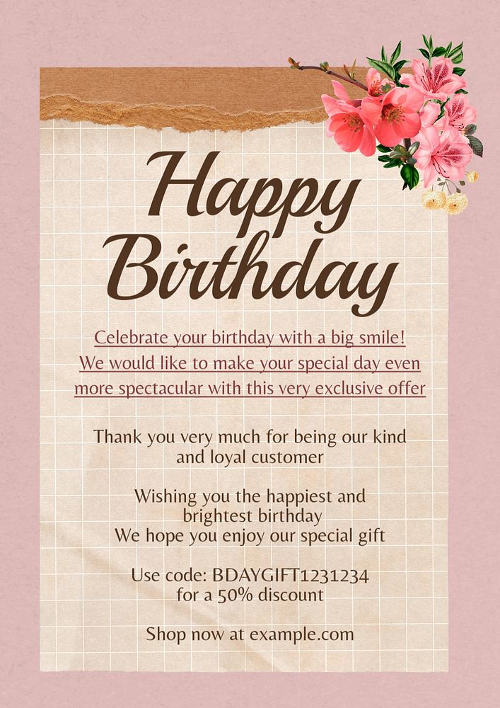 Birthday gift poster template, editable design