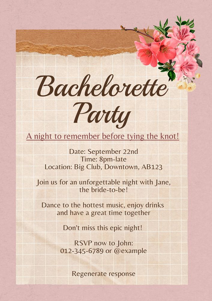 Bachelorette party poster template, editable design